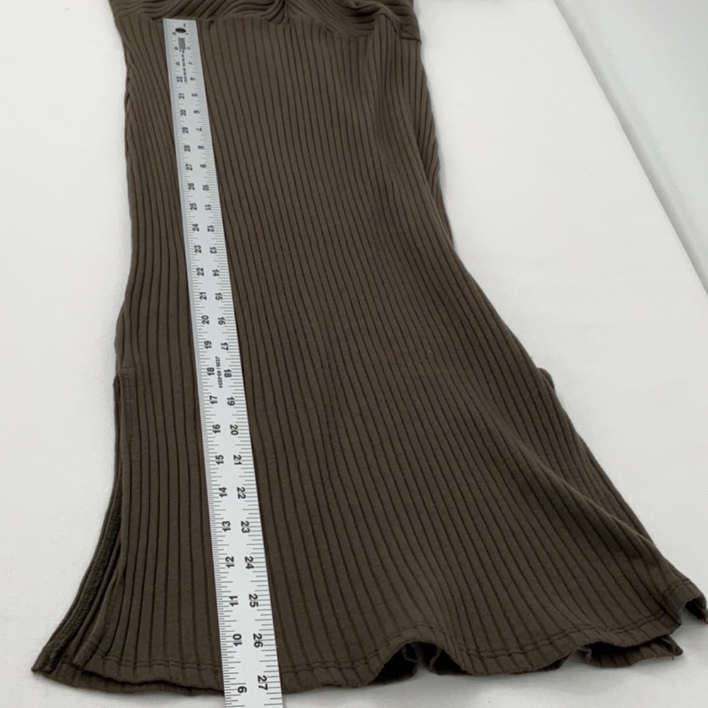 Everly Body Contour Dress Ribbed Twisted Front Olive Green Medium Midi Dress - Picture 9 of 10